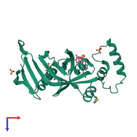 PDB entry 1g77 coloured by chain, top view.