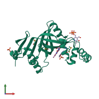 PDB entry 1g78 coloured by chain, front view.