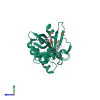 PDB entry 1g79 coloured by chain, side view.