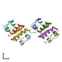 PDB entry 1g7a coloured by chain, front view.