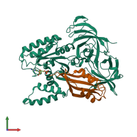 PDB entry 1g7c coloured by chain, front view.
