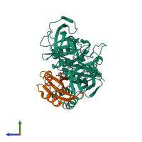 PDB entry 1g7c coloured by chain, side view.