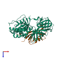 PDB entry 1g7c coloured by chain, top view.