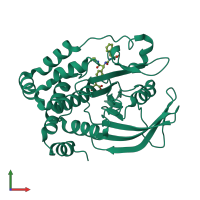 PDB entry 1g7f coloured by chain, front view.