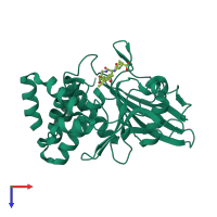 PDB entry 1g7f coloured by chain, top view.