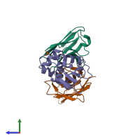 PDB entry 1g7i coloured by chain, side view.