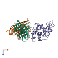 PDB entry 1g7i coloured by chain, top view.