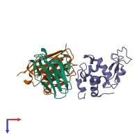 PDB entry 1g7j coloured by chain, top view.