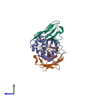 PDB entry 1g7m coloured by chain, side view.