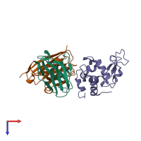 PDB entry 1g7m coloured by chain, top view.
