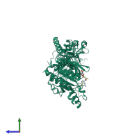 PDB entry 1g7t coloured by chain, side view.