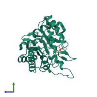 PDB entry 1g7u coloured by chain, side view.