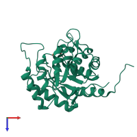 PDB entry 1g7u coloured by chain, top view.