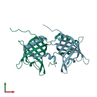 PDB entry 1g85 coloured by chain, front view.