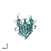 PDB entry 1g85 coloured by chain, side view.