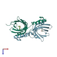 PDB entry 1g85 coloured by chain, top view.
