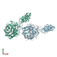 PDB entry 1g87 coloured by chain, front view.