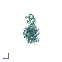 PDB entry 1g87 coloured by chain, side view.