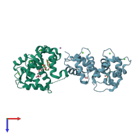 PDB entry 1g8i coloured by chain, top view.