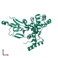 PDB entry 1g8p coloured by chain, front view.