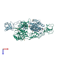 PDB entry 1g8r coloured by chain, top view.