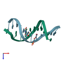 PDB entry 1g8u coloured by chain, top view.