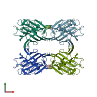 PDB entry 1g8w coloured by chain, front view.