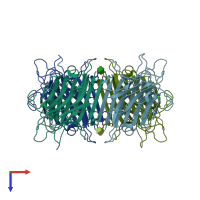 PDB entry 1g8w coloured by chain, top view.
