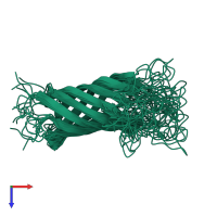 PDB entry 1g90 coloured by chain, ensemble of 10 models, top view.