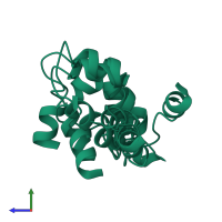 PDB entry 1g92 coloured by chain, ensemble of 10 models, side view.