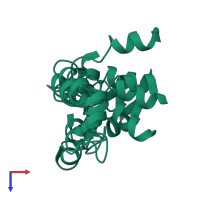 PDB entry 1g92 coloured by chain, ensemble of 10 models, top view.