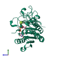 PDB entry 1g93 coloured by chain, side view.