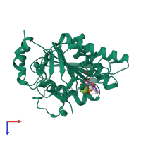 PDB entry 1g93 coloured by chain, top view.