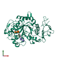 PDB entry 1g94 coloured by chain, front view.