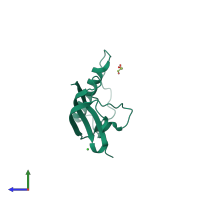 PDB entry 1g96 coloured by chain, side view.