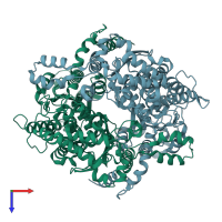 PDB entry 1g98 coloured by chain, top view.