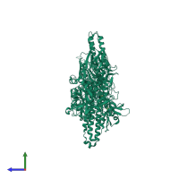 PDB entry 1g9c coloured by chain, side view.