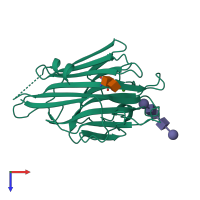 PDB entry 1g9f coloured by chain, top view.