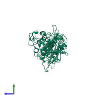 PDB entry 1g9k coloured by chain, side view.