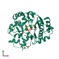 PDB entry 1g9r coloured by chain, front view.