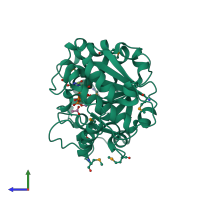 PDB entry 1g9r coloured by chain, side view.