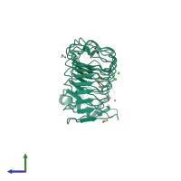 PDB entry 1g9u coloured by chain, side view.