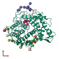 PDB entry 1gai coloured by chain, front view.