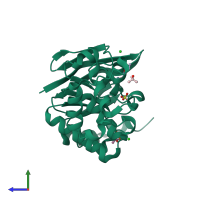 PDB entry 1gaj coloured by chain, side view.