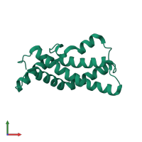 PDB entry 1gak coloured by chain, front view.