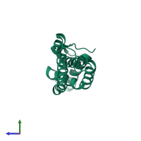 PDB entry 1gak coloured by chain, side view.