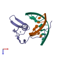 PDB entry 1gat coloured by chain, top view.