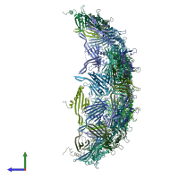 PDB entry 1gav coloured by chain, side view.