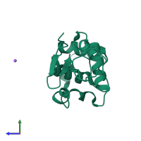 PDB entry 1gaz coloured by chain, side view.