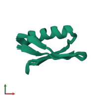 PDB entry 1gb1 coloured by chain, ensemble of 60 models, front view.